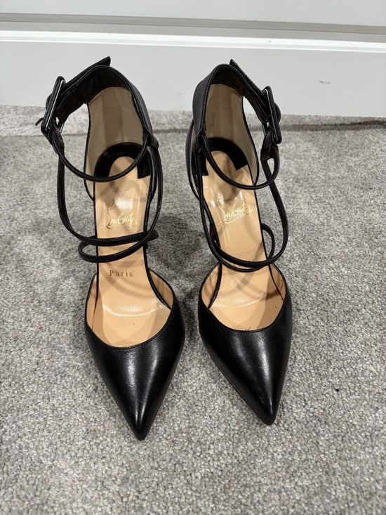 Christian Louboutin Shoes - Christian Louboutin Black Strappy Pointed-Toe Heels. No box or dust bag.